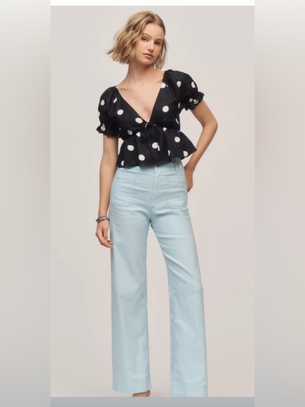 Anthropologie Wide-Leg Pants in Light Blue